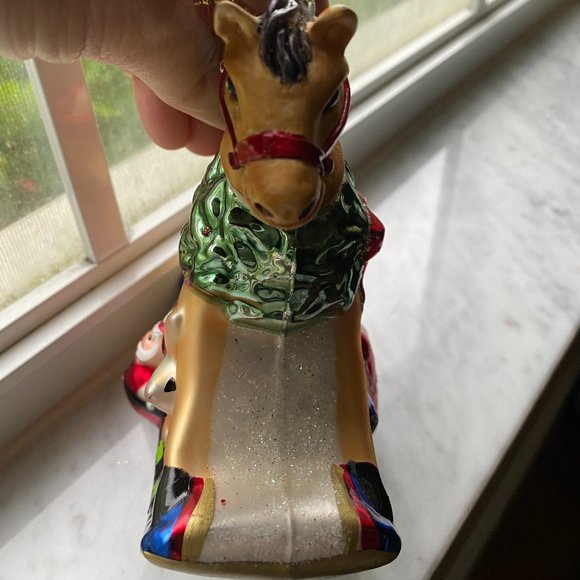 Vintage Fitz And Floyd Old Fashion Christmas Rocking Horse Glass Ornament Collec - Picture 4 of 8